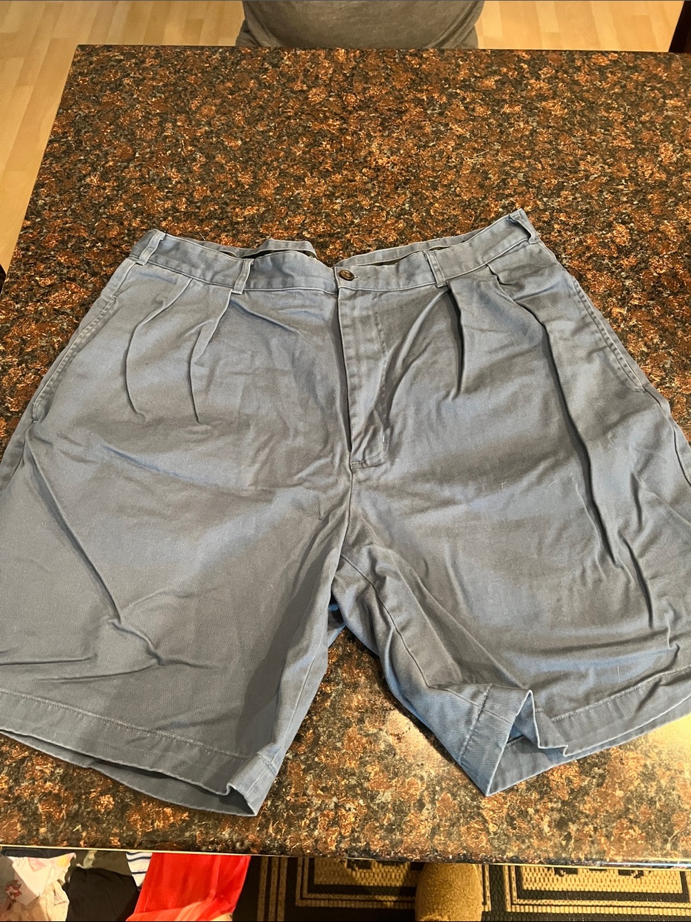 Classic Men's Pleated Chino Shorts - Blue